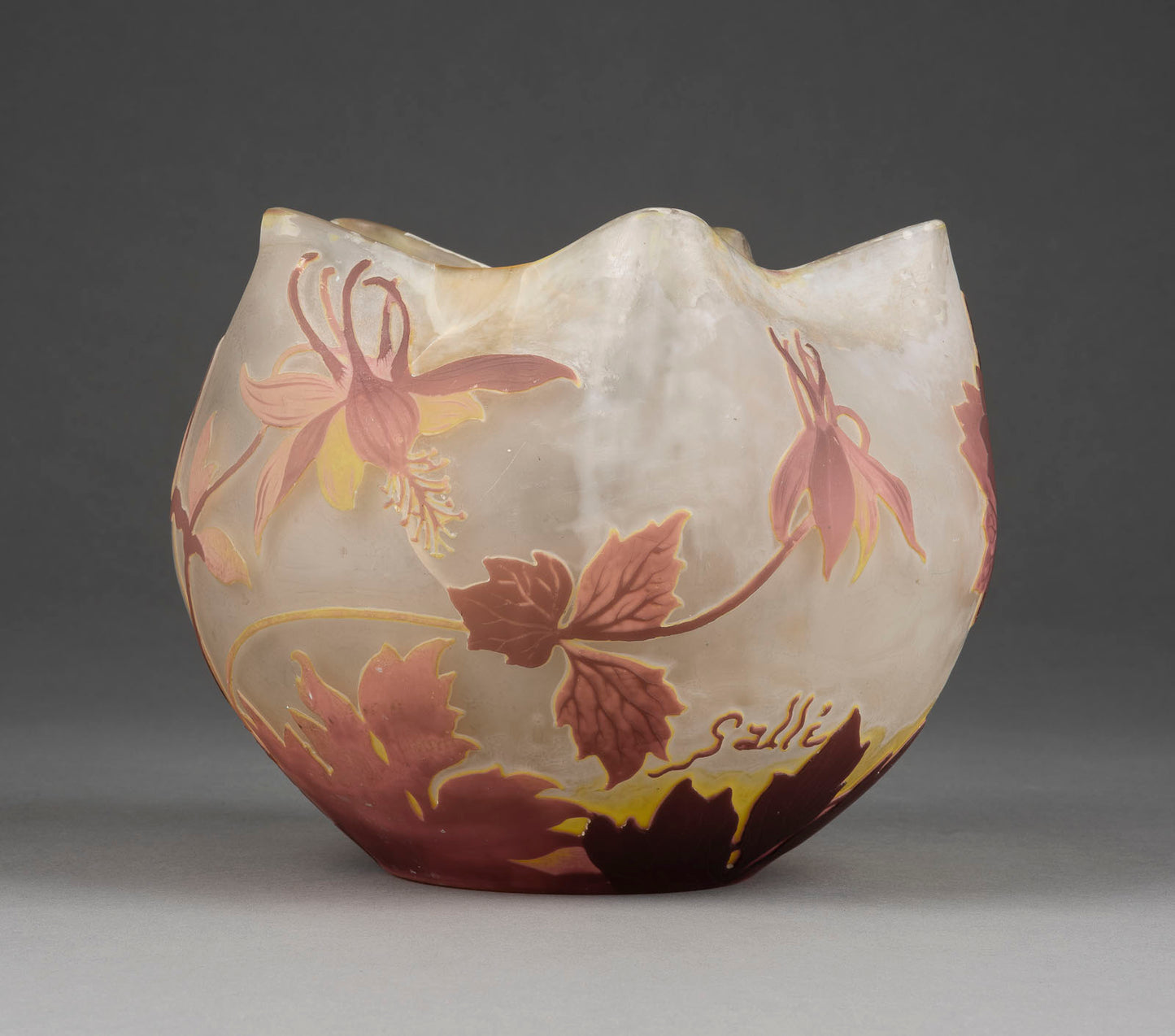Émile Gallé Fuchsia Belly Vase Nancy France c.1898 Art Nouveau Glass