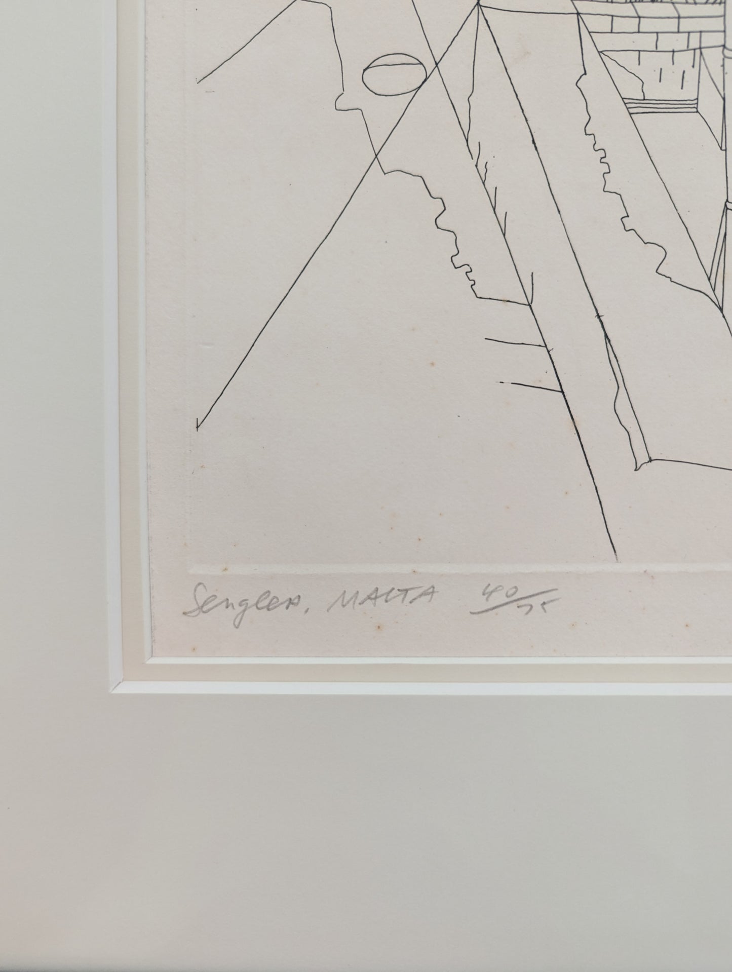 A very rare print ‘Senglea’ Malta signed by the renowned Richard Demarco (1930-) CBE, HRSA, 40/75