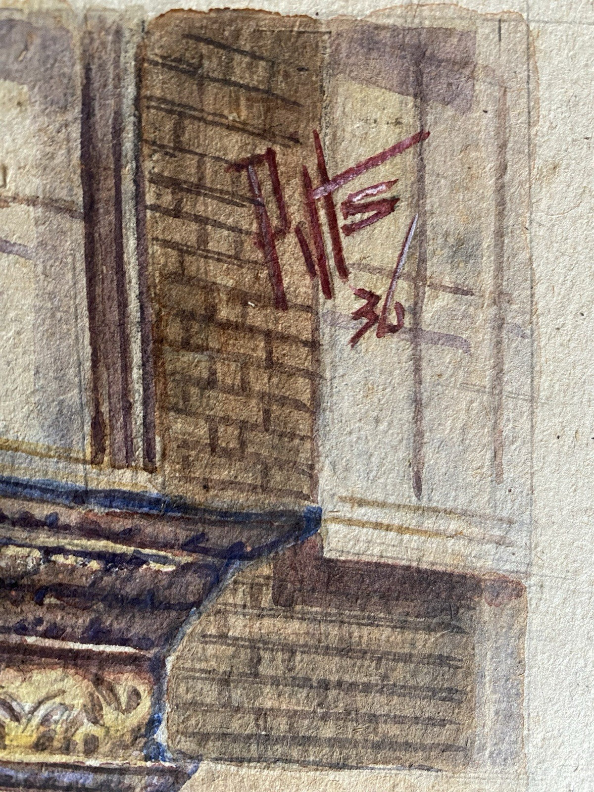 Wren Period Door Canopy (1936) - Frederick L. Pitts | American-British Architectural Watercolour