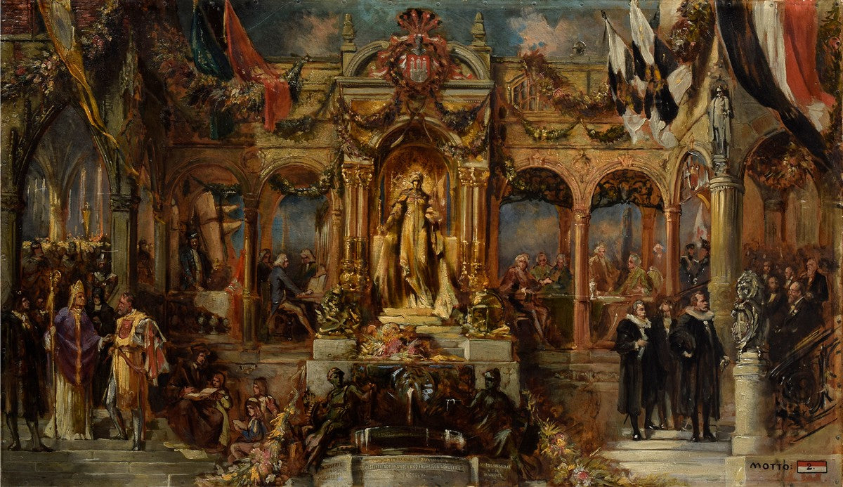 Design for a mural of the Hamburg City Hall "Allegory of Hammonia surrounded by Hamburg citizens in the mirror of the centuries", 1905