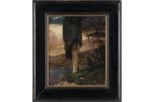 Cypress (Cupressus sempervirens) by the Shore, Arnold Bocklin (Circle of), c.1860