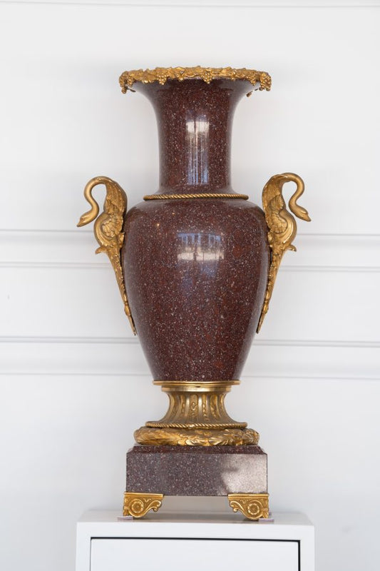 An Exquisite Pair of Rare Neoclassical Imperial Porphyry Vases C.1790