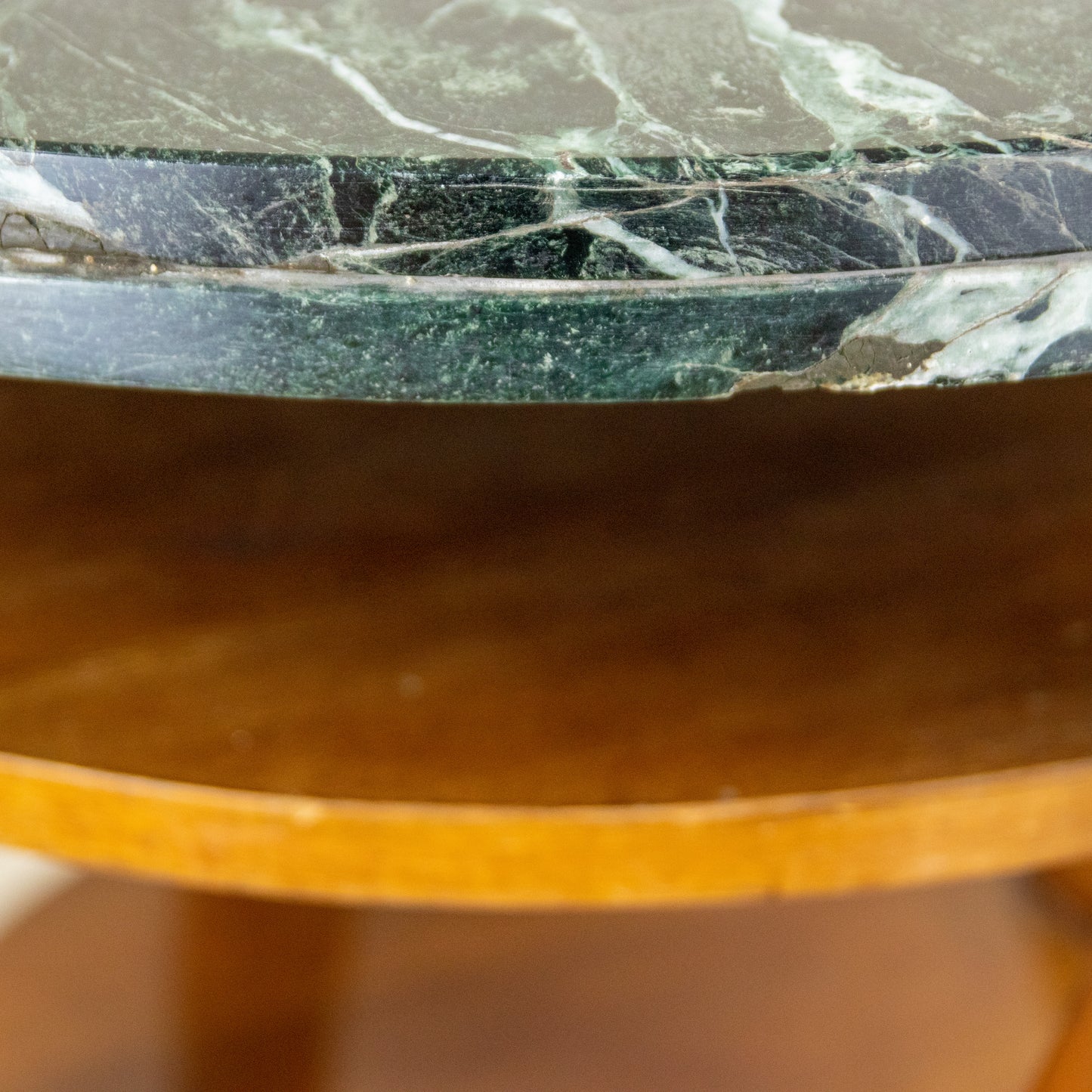 Art Deco walnut coffee table with Verdi Alpi marble top (c. 1920)