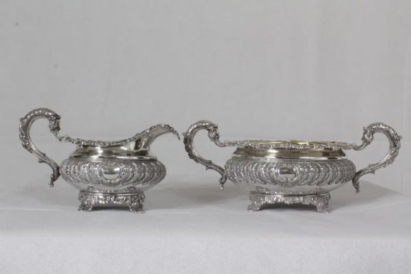 A fine Victorian English silver Creamer & Sugar Bowl made by Edward & John Barnard, 1826