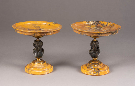 A dainty pair of classical Tazzas in Bronze and Brocatello di Siena c.1850-1900