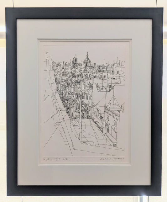 A very rare print ‘Senglea’ Malta signed by the renowned Richard Demarco (1930-) CBE, HRSA, 40/75