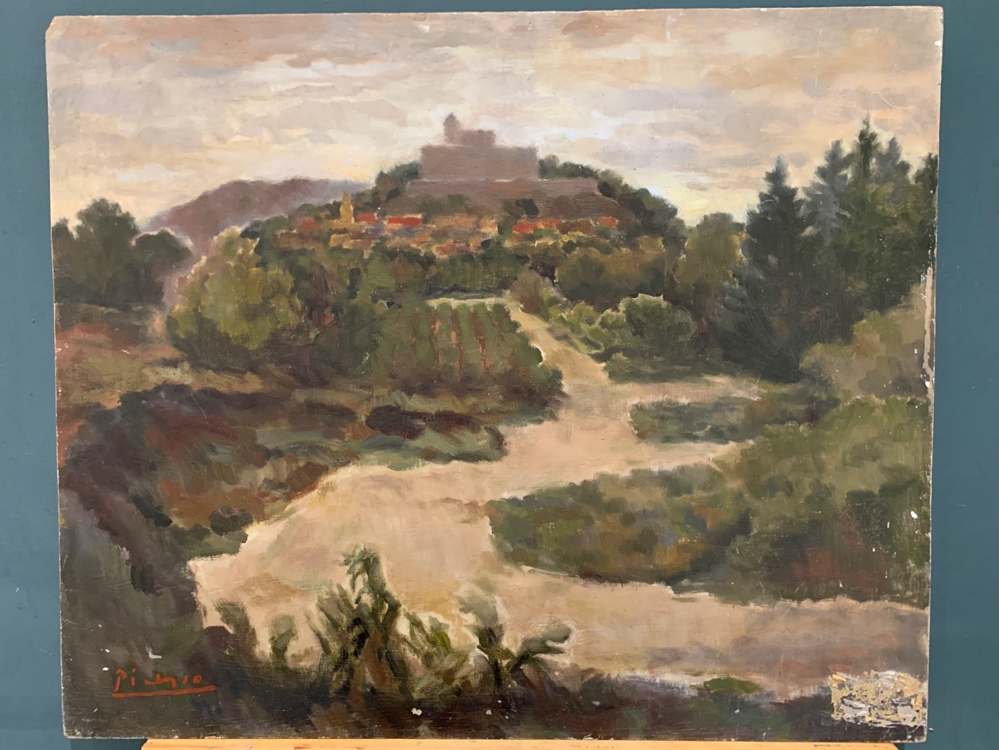 Double-Sided Panel: Street Portrait & Gozitan Landscape - Attributed to Oreste Pizio (Italian, 1879-1938)