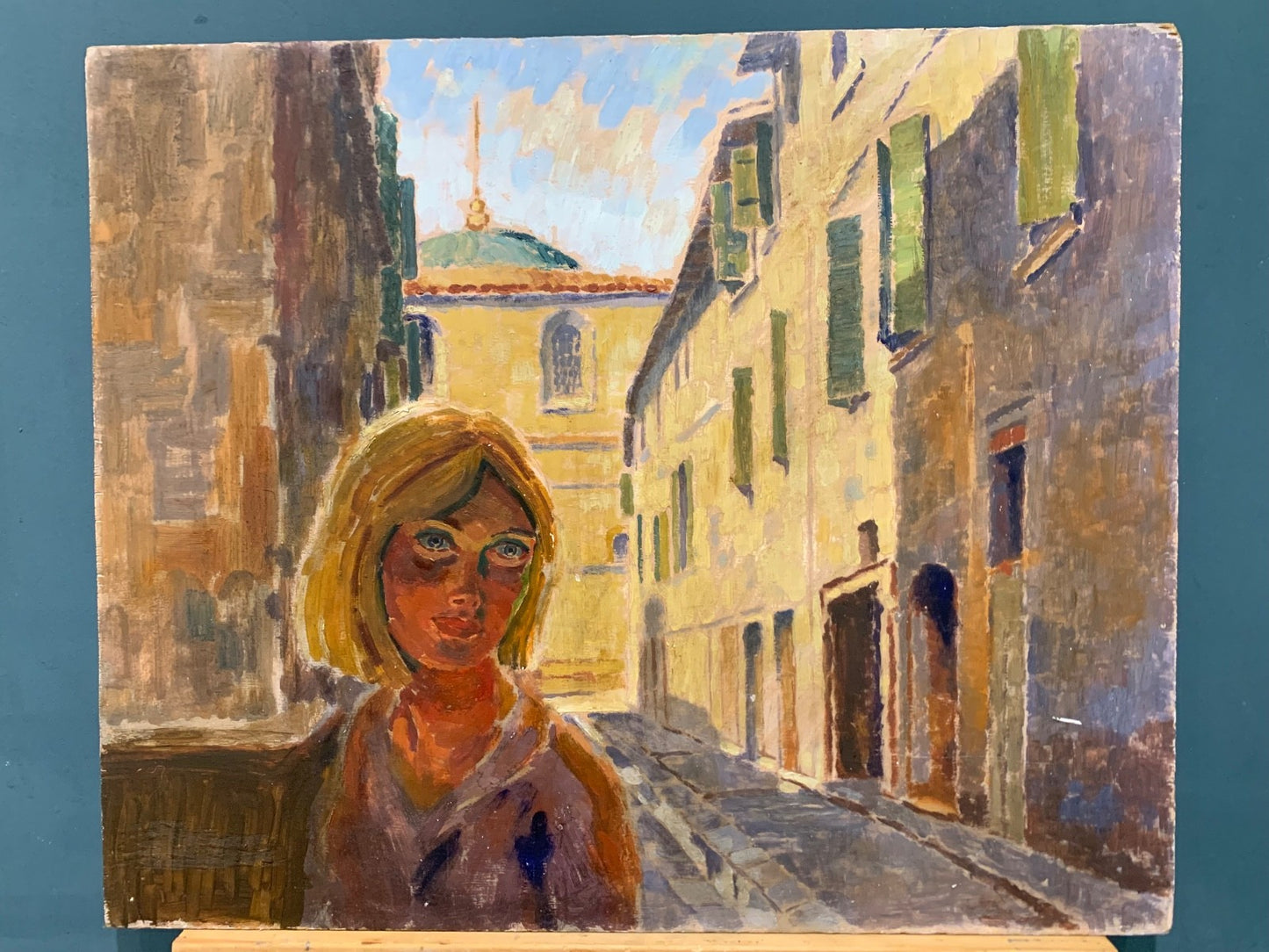 Double-Sided Panel: Street Portrait & Gozitan Landscape - Attributed to Oreste Pizio (Italian, 1879-1938)