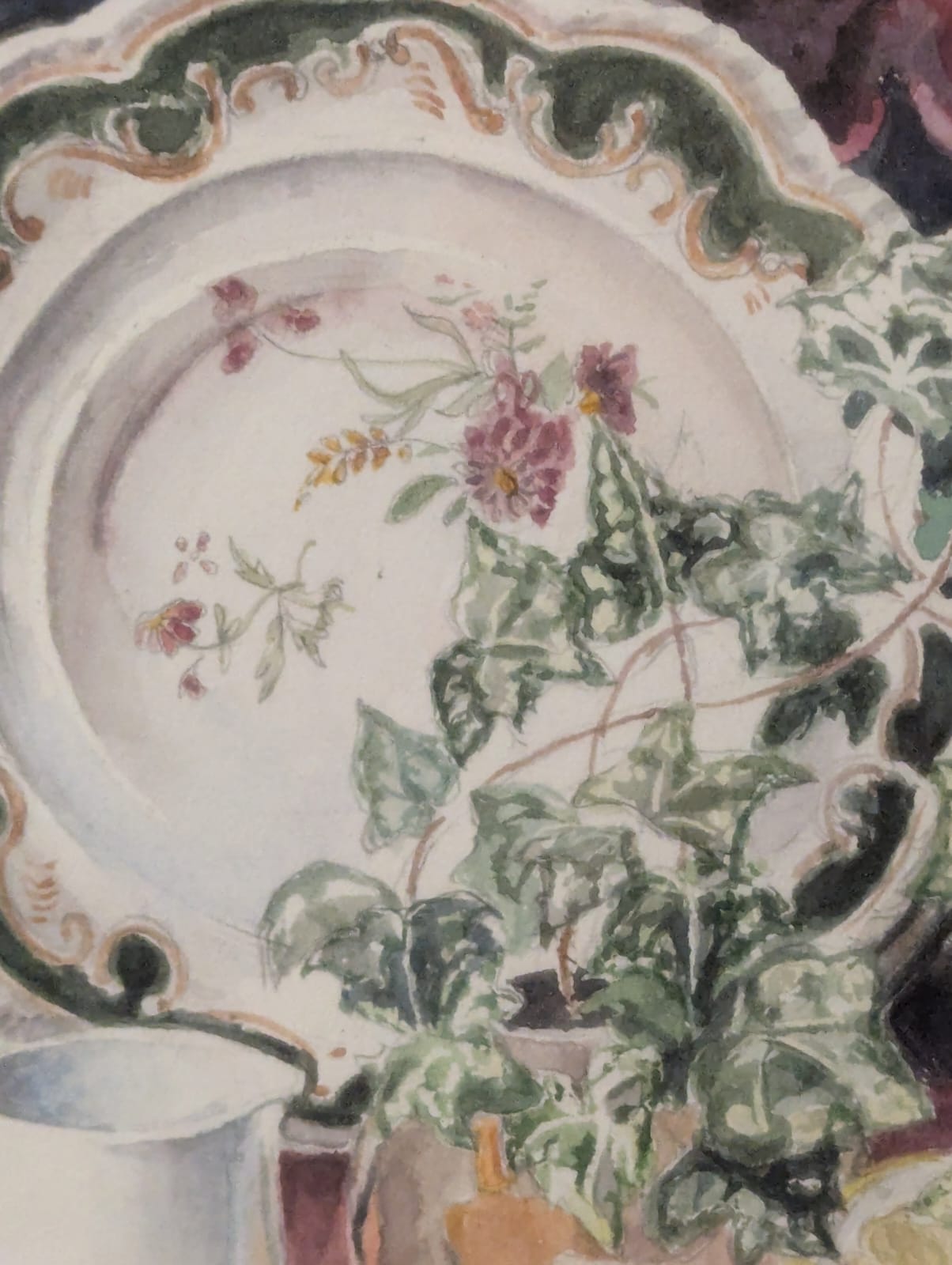 Still Life with Ivy, Porcelain & a Lemon - Sally Ekevall | Contemporary Still Life