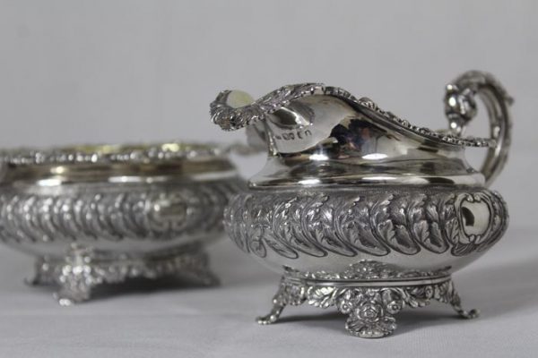 A fine Victorian English silver Creamer & Sugar Bowl made by Edward & John Barnard, 1826