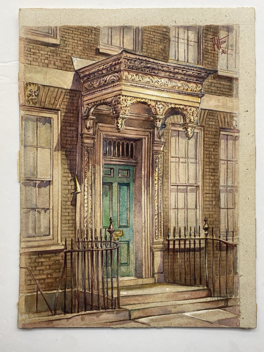 Wren Period Door Canopy (1936) - Frederick L. Pitts | American-British Architectural Watercolour